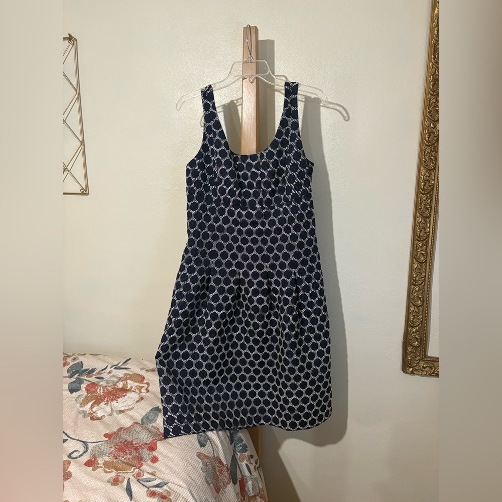Jones New York Navy and White Sleeveless Circle-Print Fit-and-Flare Dress